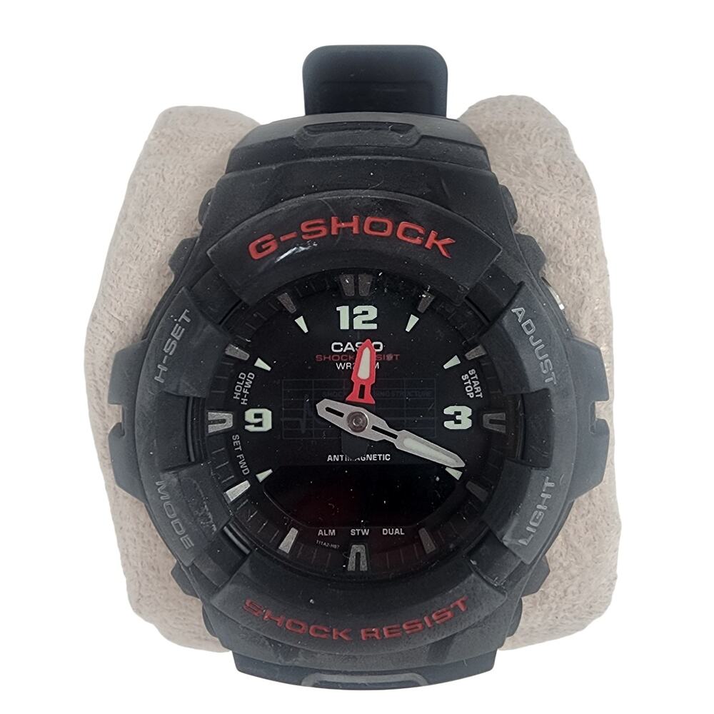 Casio Men's G-Shock Watch Ana-Digital G100 Dual Time Black Resin Alarm WR